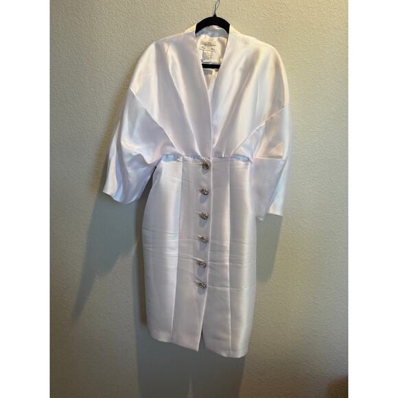 Tally Taylor White Bishop Sleeves Dress Size 8 - Picture 1 of 6